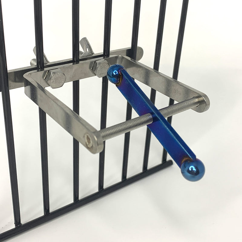 Busy Bird | Blue Flamed Spinner Bird Toy with Traveling Spinner - 100% Metal, Ultimate Brain Teaser and Mind Game for Medium to Extra Large Birds (Blue Flamed Stainless Steel) Blue Flamed Stainless Steel - PawsPlanet Australia