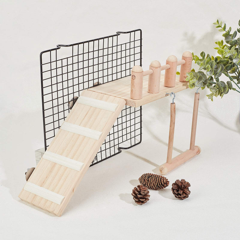 AHANDMAKER Bird Perches Cage Kit, Bird Wooden Play Gyms Stands with Climbing Ladder for Lovebird, Hamster and Parrot - PawsPlanet Australia
