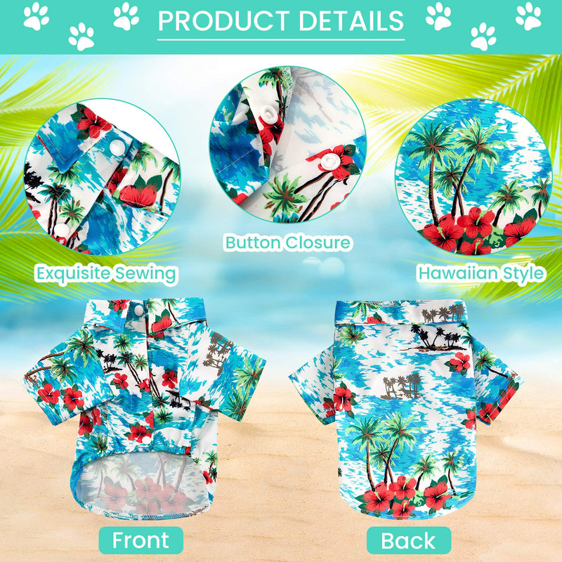 4 Pieces Hawaiian Dog Shirts Hawaiian Pet Dog T Shirts with Coconut Tree Print Hawaiian Dog Apparel Suit for Small to Medium Pet Dog Cat (Small) - PawsPlanet Australia