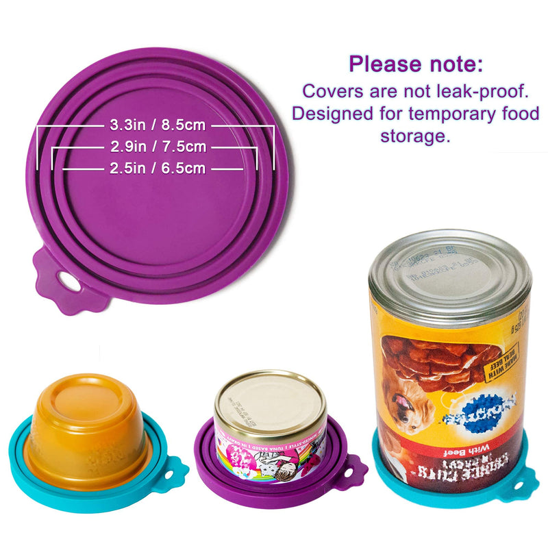 Apawlo Dog and Cat Food Can Lids (2 Pack), Silicone Lid Covers for Pet Food and Canned Goods Storage, Plum and Aqua, Can Topper, Universal Fit for 3 Standard Sizes, BPA Free and Dishwasher Safe - PawsPlanet Australia
