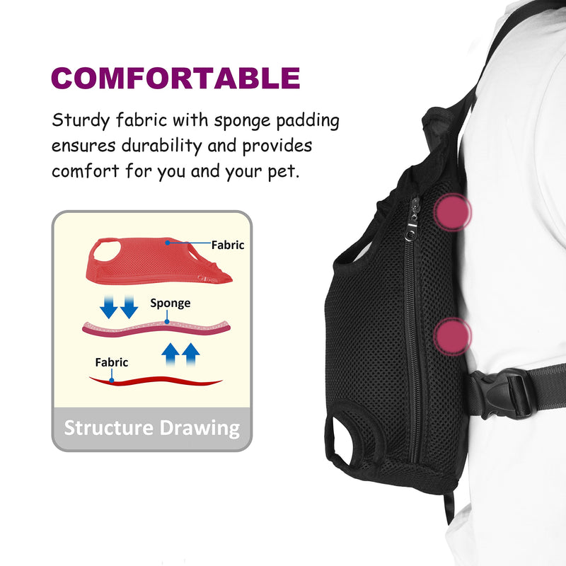 [Australia] - GEEPET Legs Out Front-Facing Dog Carrier Hands-Free Adjustable Pet Puppy Cat Backpack Carrier for Walking Hiking Bike and Motorcycle X-Large Black 