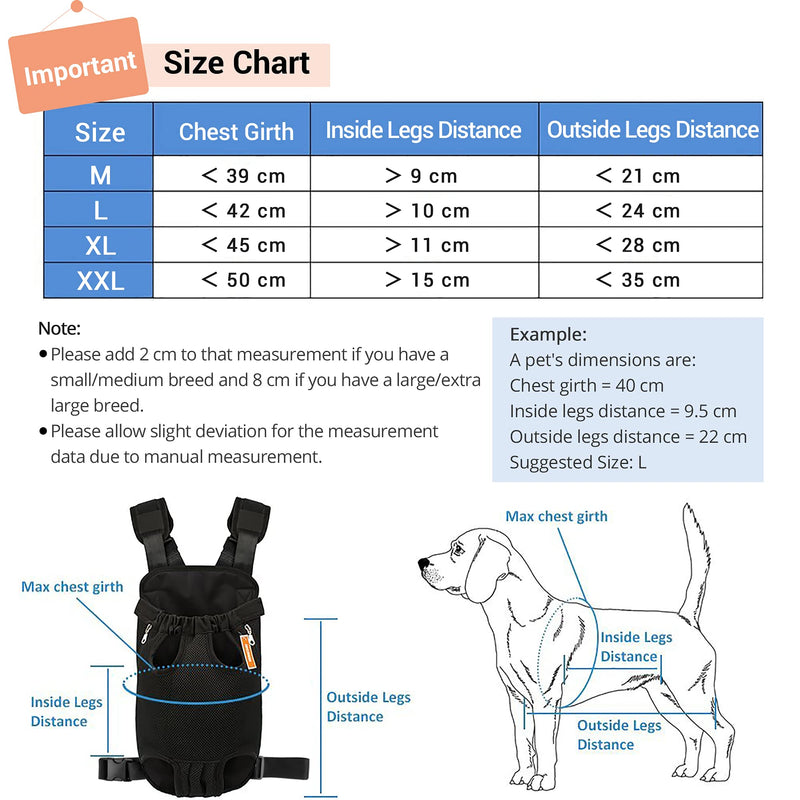 NICREW Legs Out Front Dog Carrier, Hands-Free Adjustable Pet Backpack Carrier, Wide Straps Shoulder Pads M Upgraded Black - PawsPlanet Australia