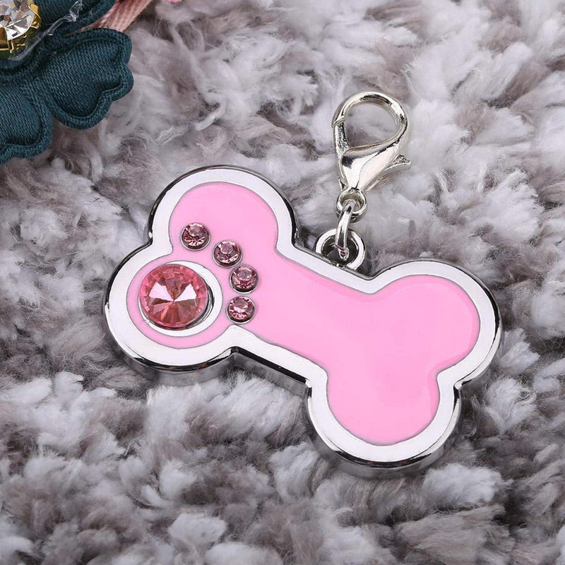 SALUTUYA Pet ID Tag, Cute Bone Shape, Dog Name Necklace Also A Nice Accessory as A Keychain,(Pink) - PawsPlanet Australia