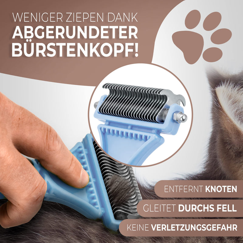 Pretty Paw ® cat brush for gentle and precise hair removal I Suitable as a cat brush for long hair and cat brush for short hair against matting I Pleasantly massaging cat undercoat brush NEW Blue! - PawsPlanet Australia