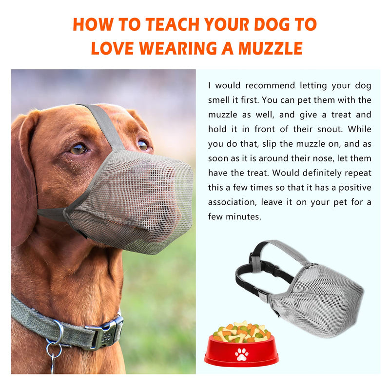 Dog Muzzle, Prevent Biting, Licking and Chewing, Soft Mesh Breathable Full Coverage Muzzle with Adjustable Straps for Small Medium Large Dogs Grey Large L - PawsPlanet Australia
