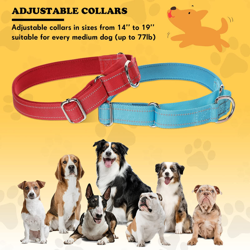 6 Pcs Martingale Collar for Medium Dogs Reflective Dog Collar with Durable Metal Buckle Adjustable Nylon Pet Collar Prevent Slipping Out Puppy Collars for Dog, Sky Blue, Red, Orange, Pink, Gray, Black - PawsPlanet Australia