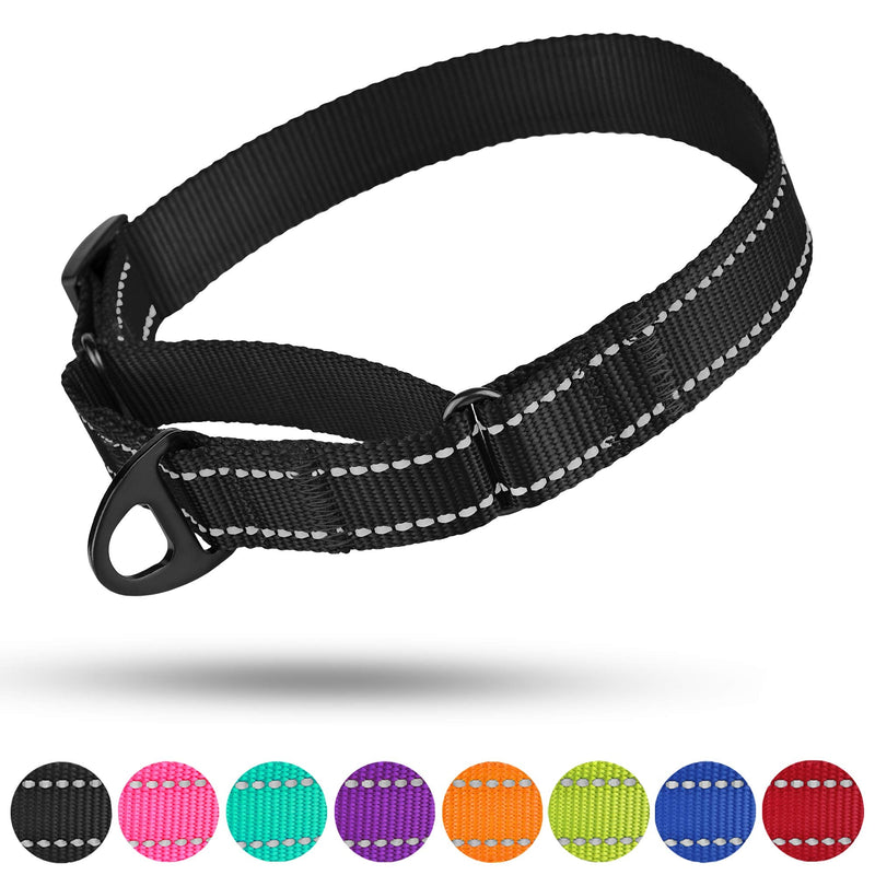 CollarDirect Reflective Martingale Dog Collar Nylon Heavy Duty Training Pet Collars for Small Medium Large Dogs Puppy Pink Orange Black Blue 11-15 Inch - PawsPlanet Australia