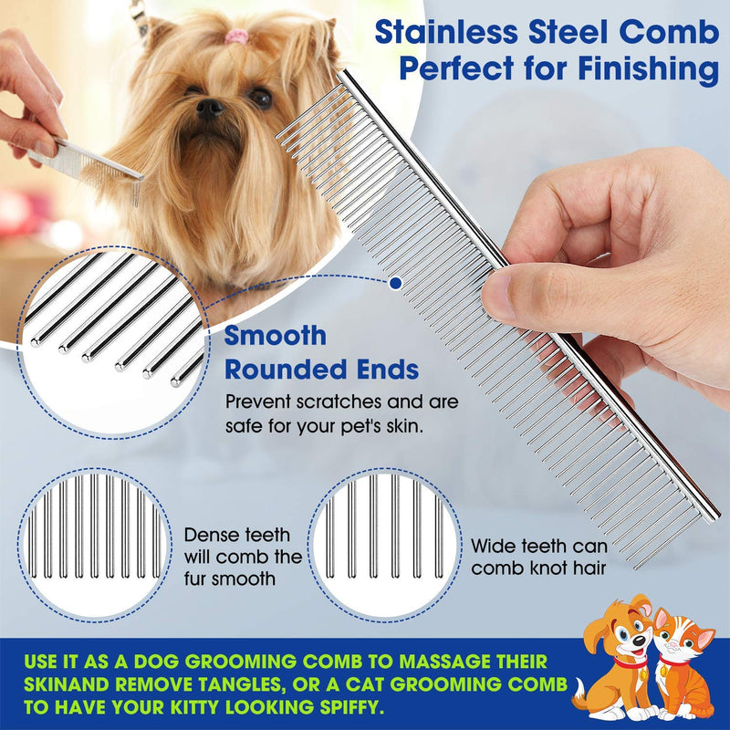 5Pack Pet Grooming Tool Set, Including 1Pc Self Cleaning Slicker Brush, 2Pcs Dog Cat Pets Nail Clippers & Trimmers Kit, 1Pc 2-Side Cat Dematting Tool, 1Pc Stainless Steel Comb for Cats and Dogs Pattern A - PawsPlanet Australia