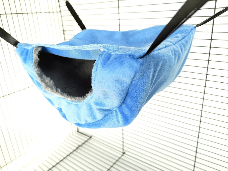 VEDEM Small Animals Cage Hammock Soft Plush Bunkbed Hanging Bed Warm Hideout for Hamster Sugar Glider Ferret Rat Chinchilla S Blue - PawsPlanet Australia