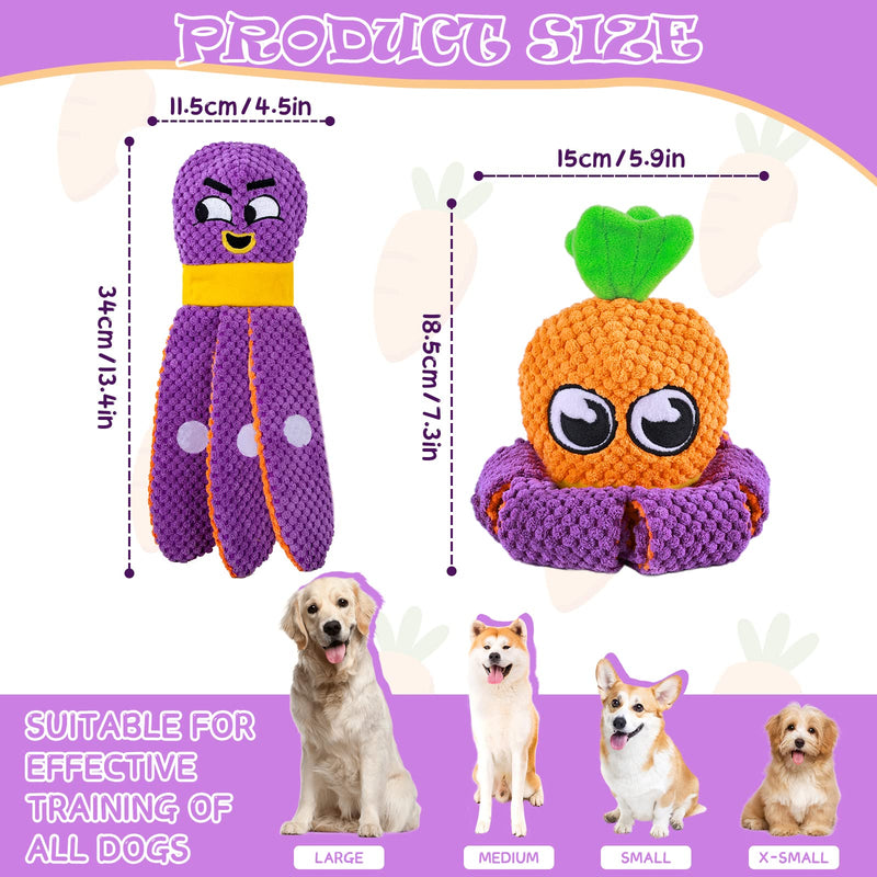 FWLWTWSS Interactive Dog Toy Intelligence, 2-in-1 Octopus & Carrot Intelligence Toy for Dogs Sniffing Toy Dog, Dog Toy Indestructible for Large/Small Dogs 1-Octopus & Carrot - PawsPlanet Australia