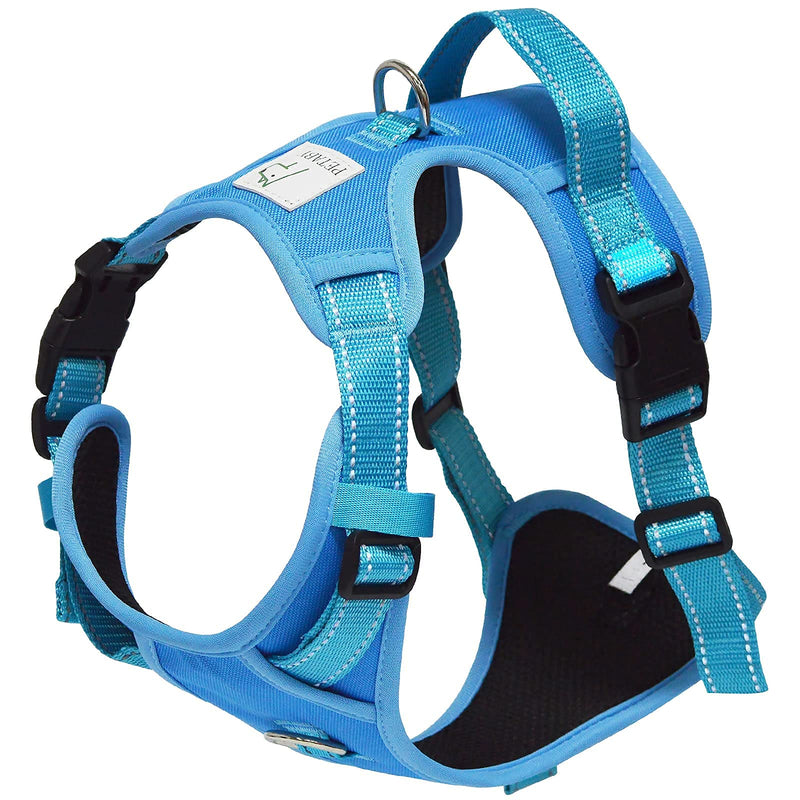 Petaby No Pull Dog Harness, Adjustable Soft Padded Dog Vest with Front/Back Leash Clips, No-Choke Reflective Pet Oxford Harness with Easy Control Handle X-Small Blue Dusk - PawsPlanet Australia