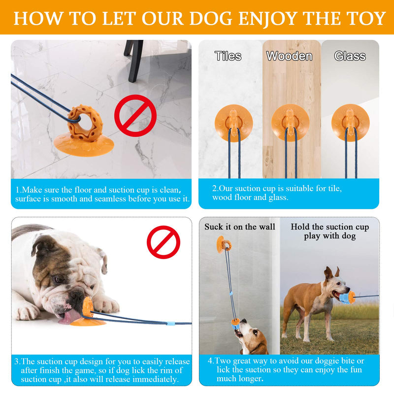 EASYA Dog Multifunction Rope Puzzle Toys/ Chew Suction Cup Tug of War Toy with Teeth Cleaning and Food Dispensing Features /Toy for Small Medium Pets and Large Aggressive Chewers - PawsPlanet Australia