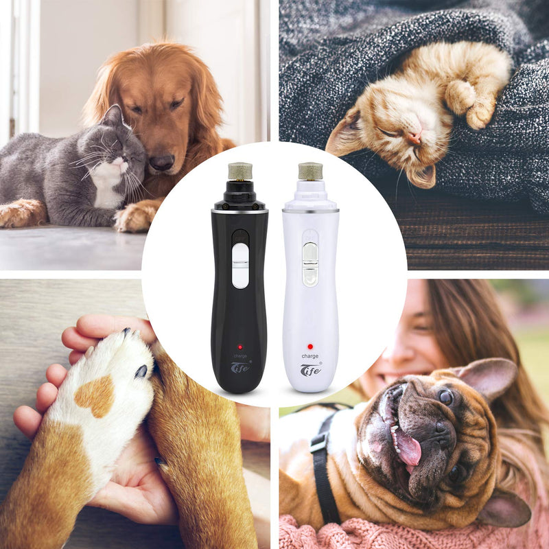 [Australia] - Dog Nail Grinder, Dog Nail Trimmer Clipper, Pet Nail Grinder Painless Cat Paws File Grooming & Smoothing for Small Medium Large Dogs, Professional 2 Speed Electric Recharging Animals Nail Grinder Black 