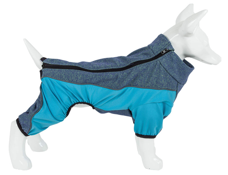 [Australia] - Pet Life Active 'Chase Pacer' Heathered Performance 4-Way Stretch Two-Toned Full Body Warm Up Medium Blue 