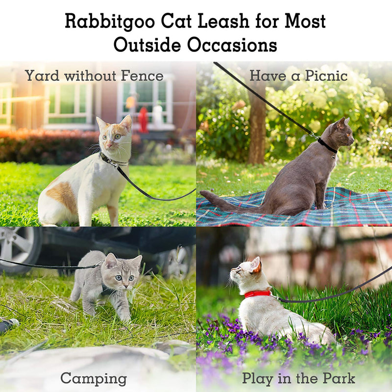 rabbitgoo 2 Pack Cat Leashes - Long Nylon Pet Leash, Escape Proof Durable Walking Leads, Easy Control Outside Cat Leash with 360 Degree Swivel Clip for Kittens Puppies Rabbits Small Animals Black+Black - PawsPlanet Australia