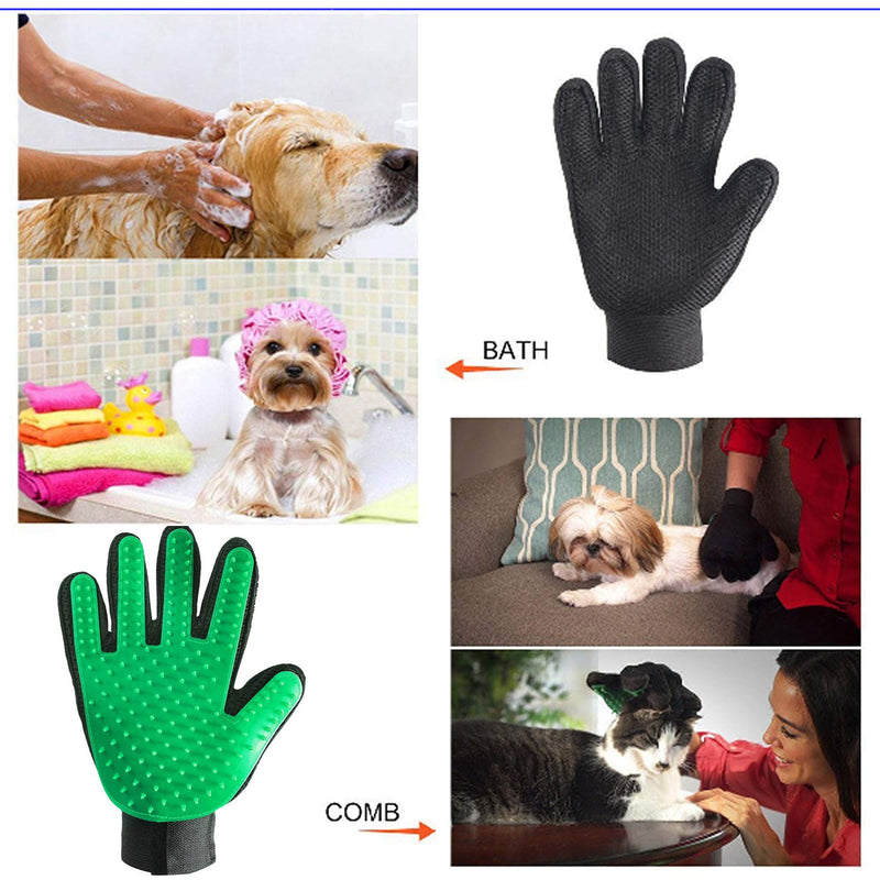 VingaHouse Pet Beauty Gloves, A pair of Brush Removal Gloves, Brush Removal Efficient Pet Hair Removal Gloves, Cat and Dog Left and Right Hand Hair Removal Tools(Green) Green - PawsPlanet Australia