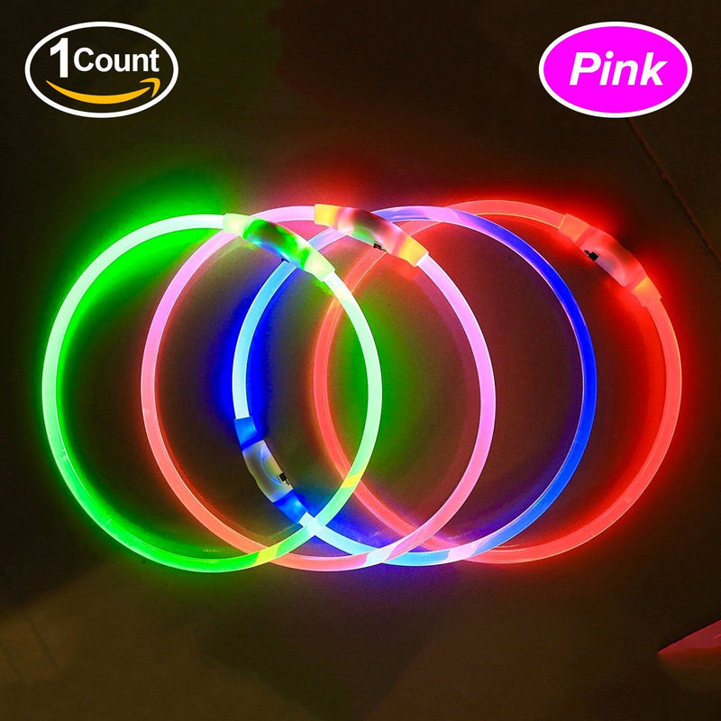 [Australia] - BSEEN LED Dog Collar, USB Rechargeable, Glowing pet Dog Collar for Night Safety, Fashion Light up Collar for Small Medium Large Dogs Candy Pink 