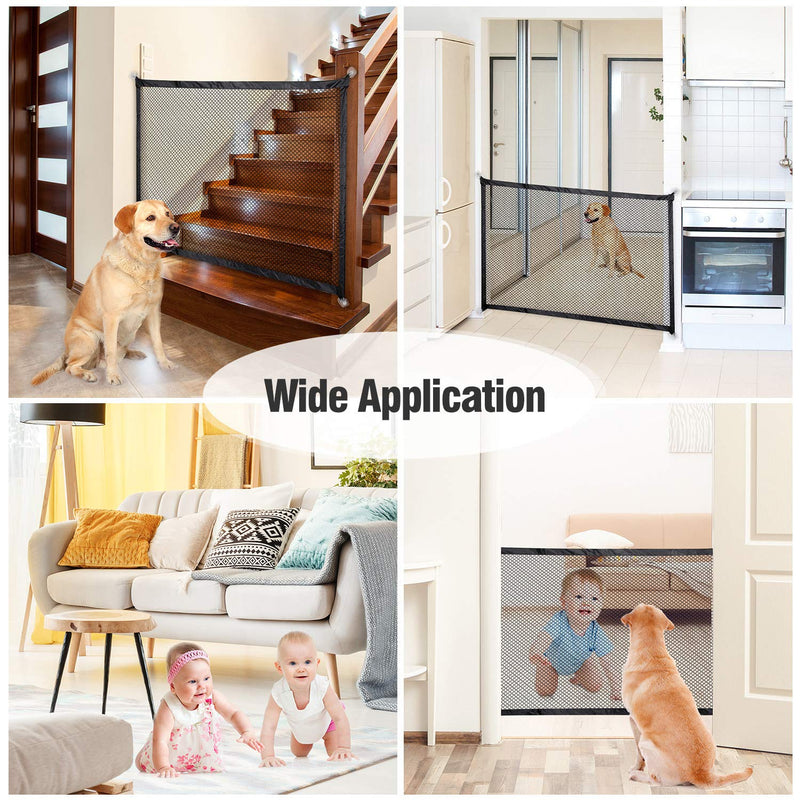 [Australia] - EasySMX Baby Gates, Dog Gates for Doorways, Upgrade Super Sticky, Folding Pet Gates for Dogs, Dog Gate for Stairs, Baby Fence for Stairs, Easy to Install, Outdoor Indoor Use 43.3''x28.3'' Black 