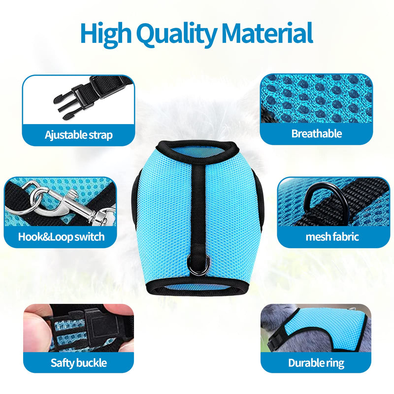 Adjustable Soft Rabbit Harness Mesh Rabbit Harness Rabbit Small Animals Harness Elastic Towline Buckle Breathable Mesh Vest Small Animals Kitten Pet Rabbit Walking (M) - PawsPlanet Australia