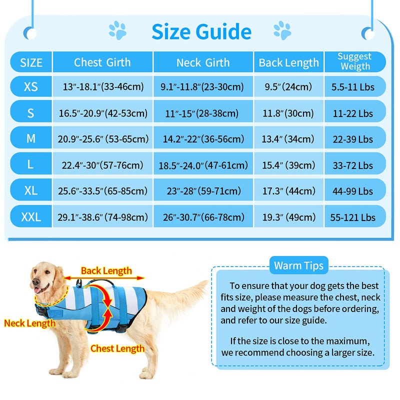 Malier Dog Life Jacket, Ripstop Dog Life Vest Adjustable Dog Life Preserver with Strong Buoyancy and Durable Rescue Handle Dog Jacket for Small Medium Large Dogs Swimming Boating (Blue, Small) Blue - PawsPlanet Australia