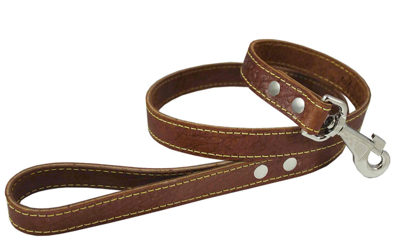 [Australia] - 4' Classic Genuine Leather Dog Leash 1" Wide for Largest Breeds Brown 