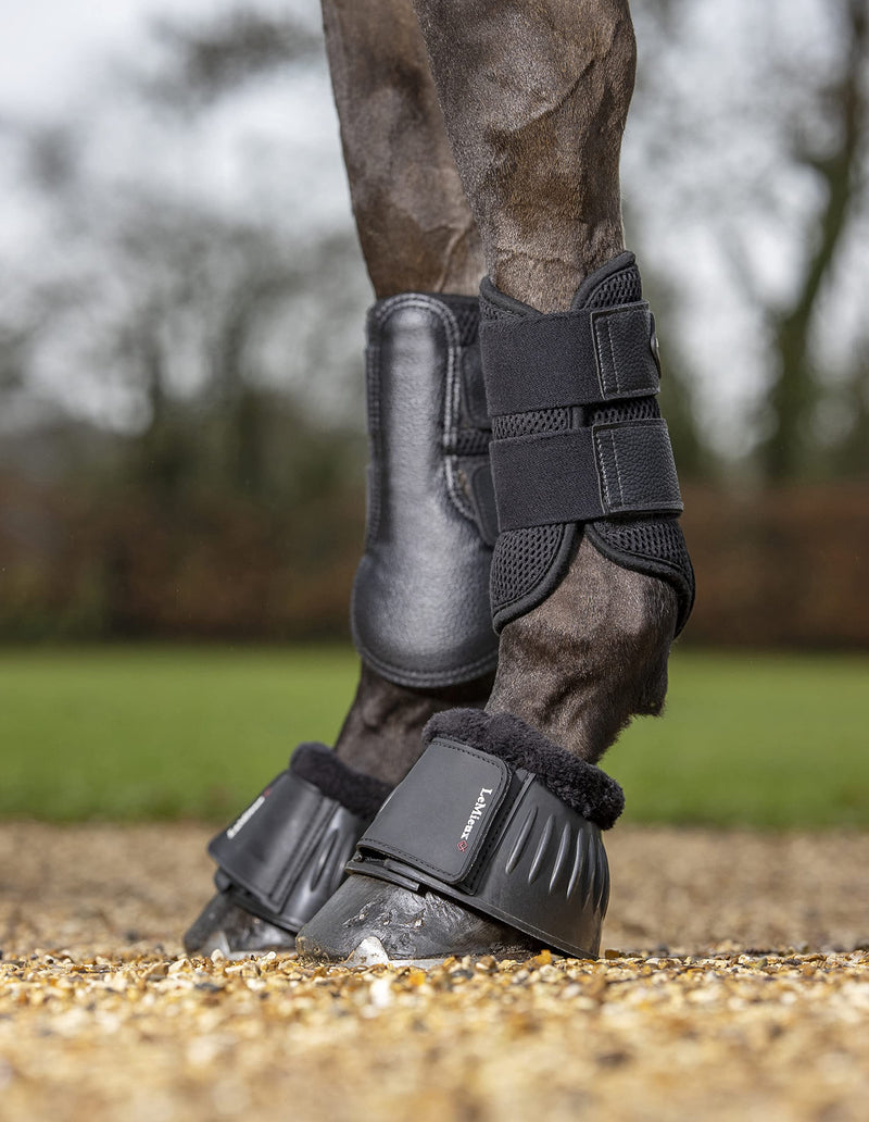 LeMieux Rubber Bell Horse Boots Pair with Ribbed Non Rubbing Shell for Schooling, Turnout, Hacking Jumping & Cross Country S Black - PawsPlanet Australia