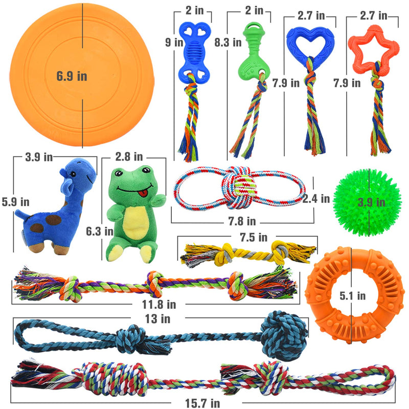 Dog Chew Toys for Puppies Teething, Super Value 14 Pack Puppy Toys for Small Dog Toys Squeaky Toys for Dogs Rubber Ball Dog Rope Toy Durable Pet Toys for Dogs Interactive Plush Dog Toys - PawsPlanet Australia