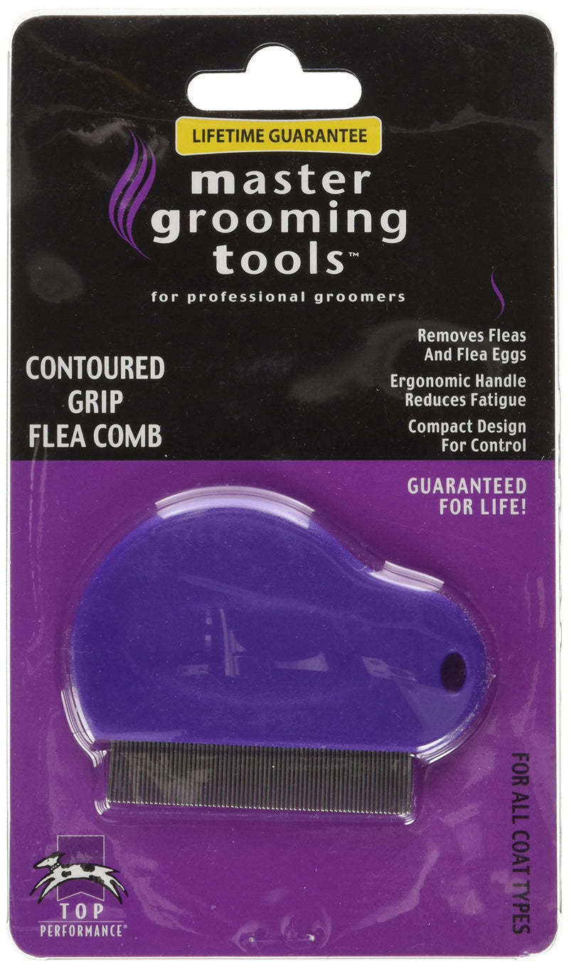 [Australia] - Master Grooming Tools Contoured Grip Flea Combs — Ergonomic Combs for Removing Fleas, Purple 