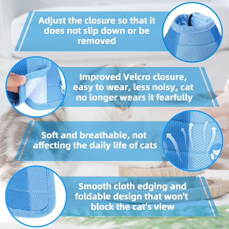 Cat Neck Brace, Adjustable Neck Brace Cat Collar for Protective Collar Wound Recovery, Recovery Collar Soft Collar Cone After Surgery, Prevent Wound Leakage - (Blue, M) - PawsPlanet Australia