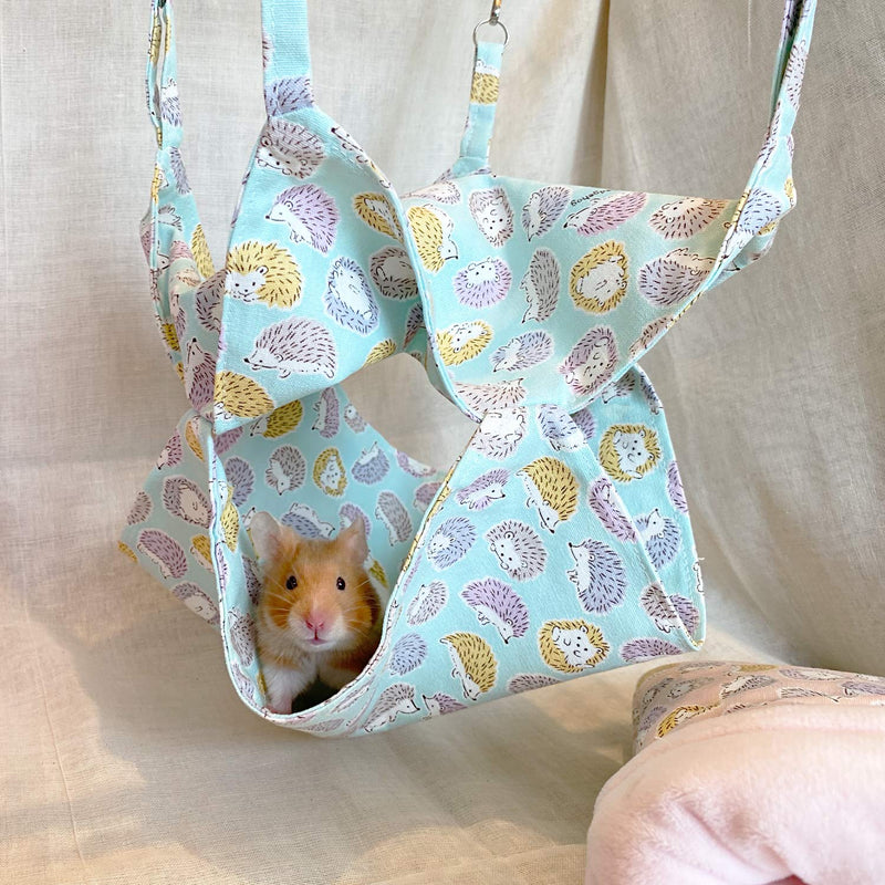 [Australia] - Ymid Select Handmade Small Animal Hanging Hammock, Bunkbed Hammock Toy for Ferret Hamster Parrot Rat Guinea-Pig Mice Chinchilla Flying Squirrel Sleep Nap Sack Cage Swinging Bed Hideout L Blue Hedgehog 