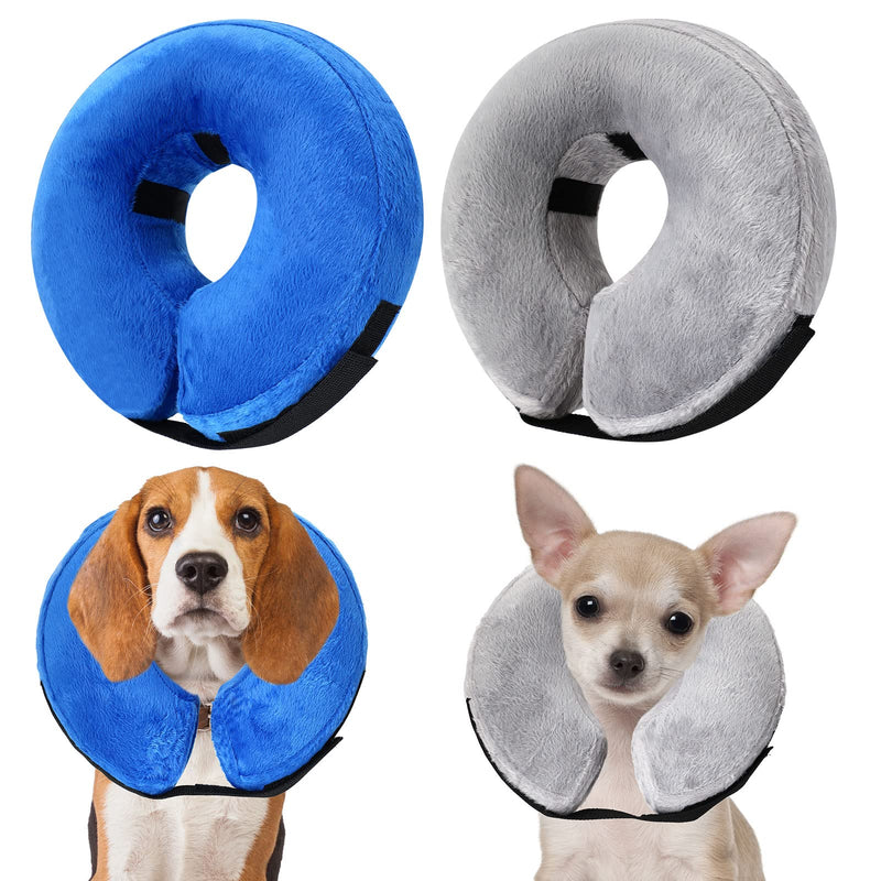 2 Pieces Protective Inflatable Collar for Dogs and Cats Adjustable Pet Recovery Cone Does Not Block Vision Elizabethan Collar Dog Cone for Pet Wound Recovery - PawsPlanet Australia