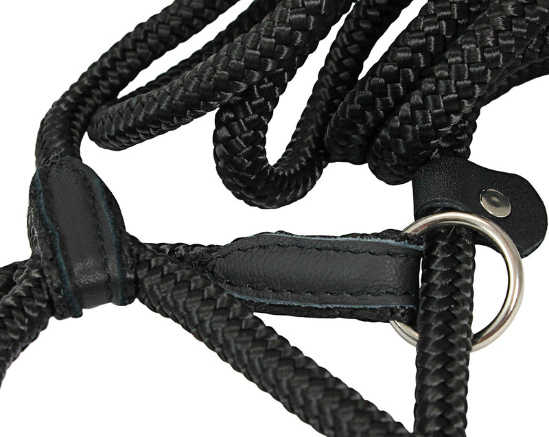 [Australia] - Dogs My Love Nylon Rope Slip Dog Lead Collar and Leash British Style 4ft Long Small: 1/4" (6mm) Black 