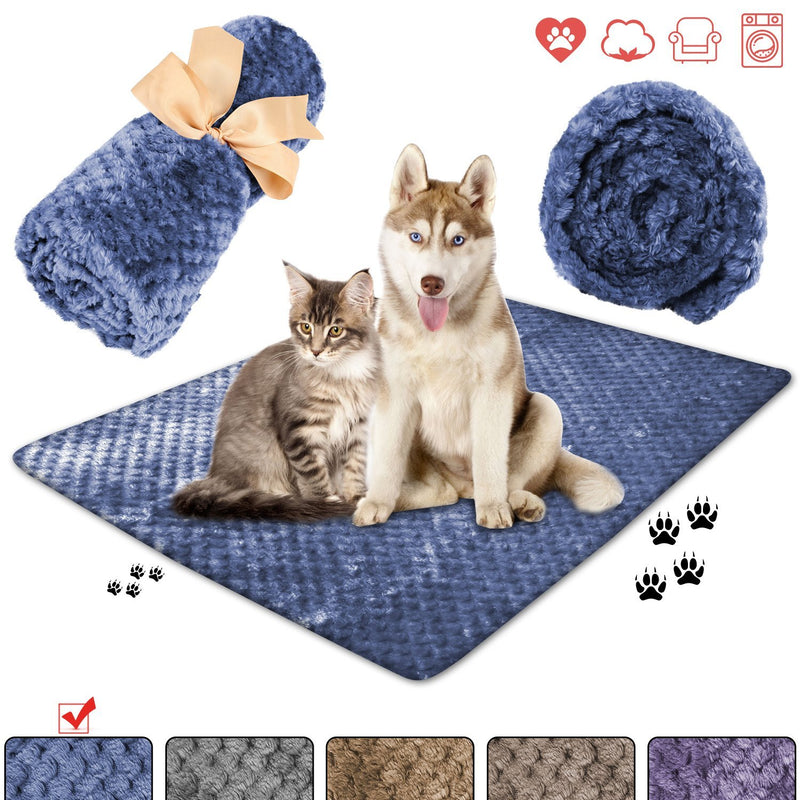 [Australia] - Msicyness Dog Blanket, Premium Fleece Fluffy Throw Blankets Soft and Warm Covers for Pets Dogs Cats（Medium Blue） M（30x40 inches） 