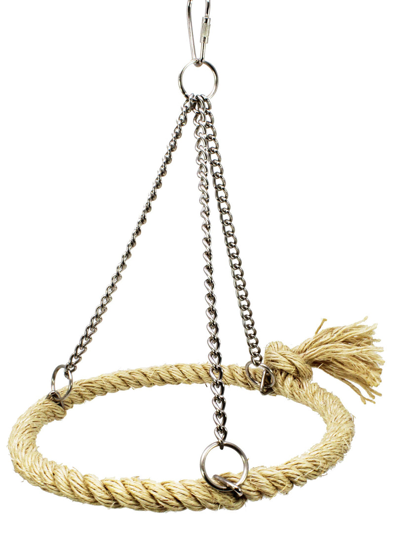 [Australia] - Bonka Bird Toys 1775 Sisal Pyramid Ring Swing Natural Parrot cage Parakeet Cockatiel Conure Hanging Perch Hammock pet Budgie Finch Supplies Small Accessories 