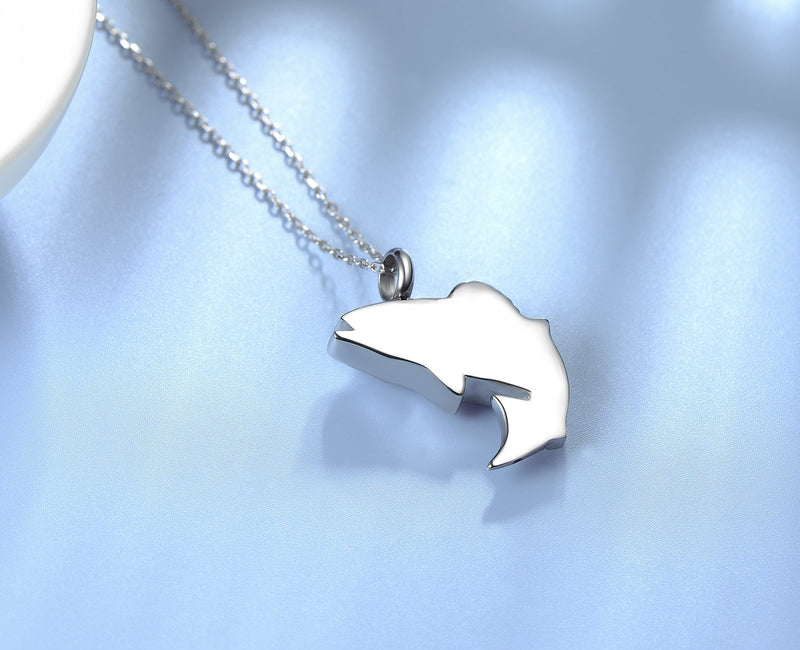 [Australia] - UNY Stainless Steel Memorial Pets Ashes Keepsake Pendant Unique Fish Shape urn Cremation Pendant 