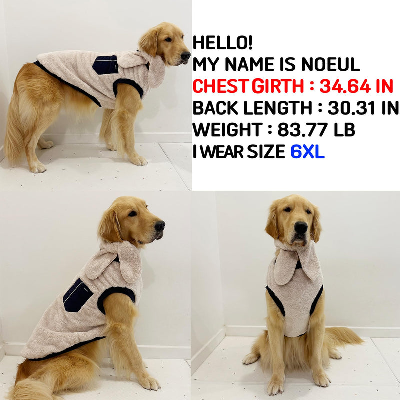 D DOGGY STAR Big Dog Clothes Warm Fleece Sweaters Scarf Set Configuration for Large Medium Small Dogs (6XL,Scf NVY Pkt) Warm Fleece T 6XL Navy Pocket - PawsPlanet Australia