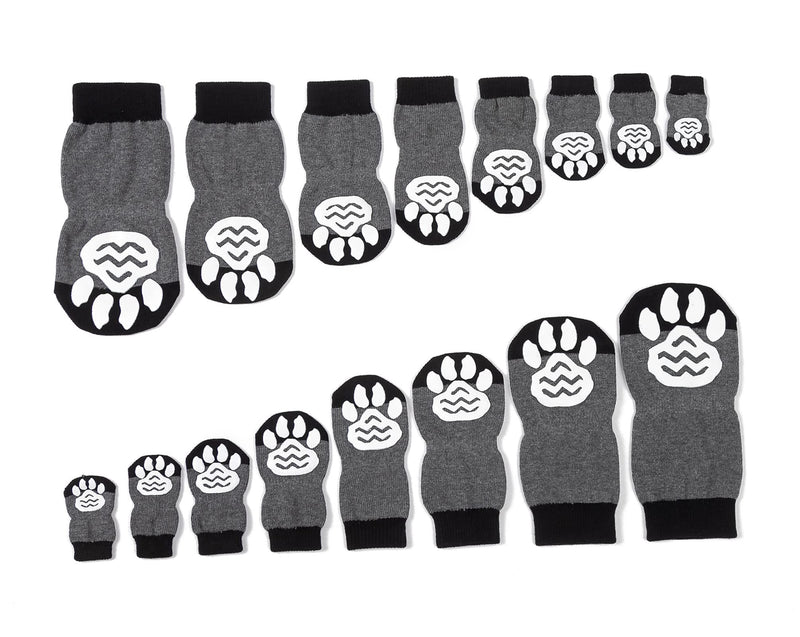 Akopawon 4 Pcs Anti-Slip Pet Dog Socks Cat socks Paw Protector Traction Control Socks for Indoor Wear, Pet Dog Cat Socks for Dog Cat with Rubber Reinforcement, Size S - 3XL Fit Dogs 1.0-22.5kg Black-Grey - PawsPlanet Australia