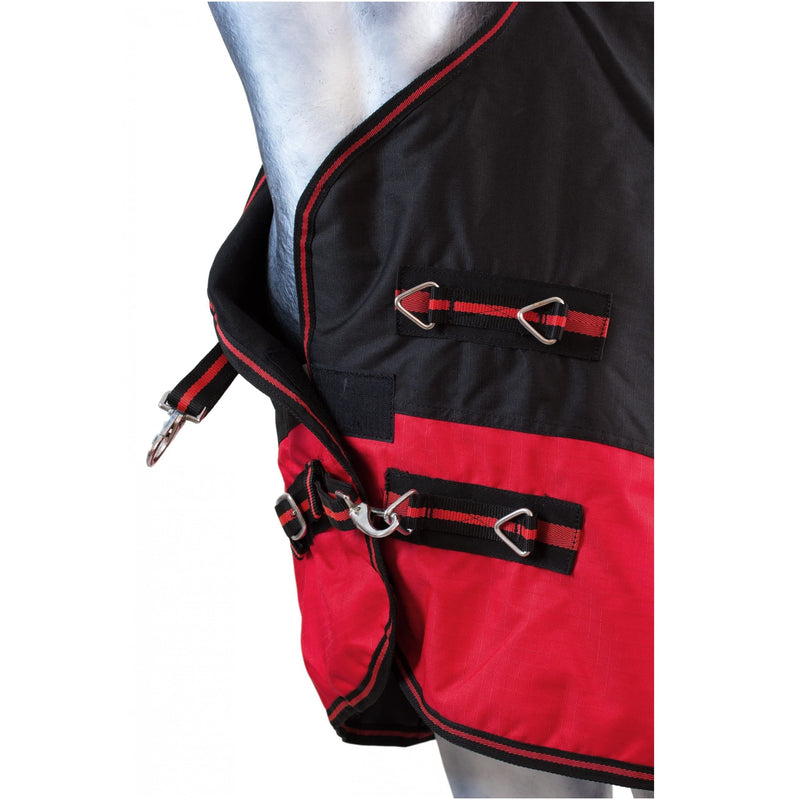 RL24 - Pasture blanket winter blanket high neck 600D BASICLINE with nylon lining, polar fleece lining or filling in 100g, 200g, 300g black/red 125cm (polar fleece lining) - PawsPlanet Australia