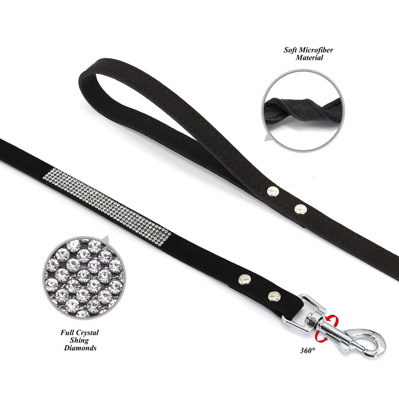 Pet Artist Rhinestone Dog Collars for Small Dogs,Soft Diamond Dog Collar,Bling Dog Collars for Medium Dogs with Flower Black XS:Neck 7.5-10"(19-25cm),Width5/8"(1.5cm) - PawsPlanet Australia