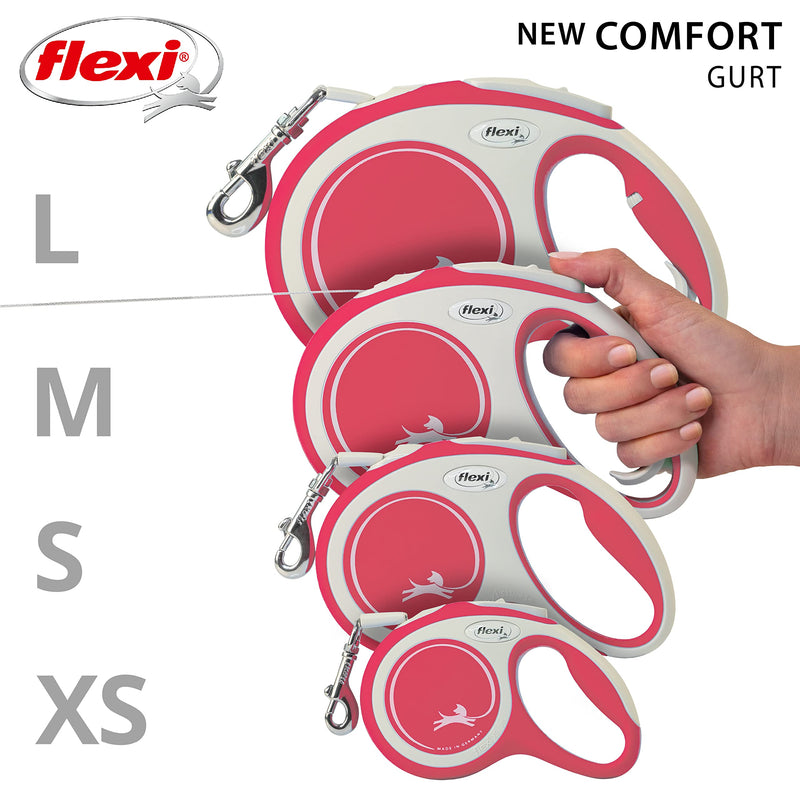 flexi - Roll cord New Comfort Band - 5 meters up to 15 kg - Red - 1 piece, small Multi - PawsPlanet Australia