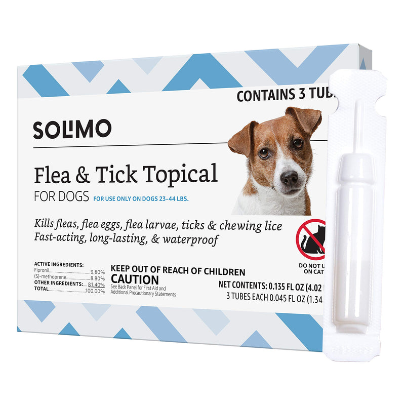 Amazon Brand - Solimo Flea and Tick Topical Treatment for Dogs (Small, Medium, Large, XLarge) Medium (23-44 lbs) 3 Count - PawsPlanet Australia