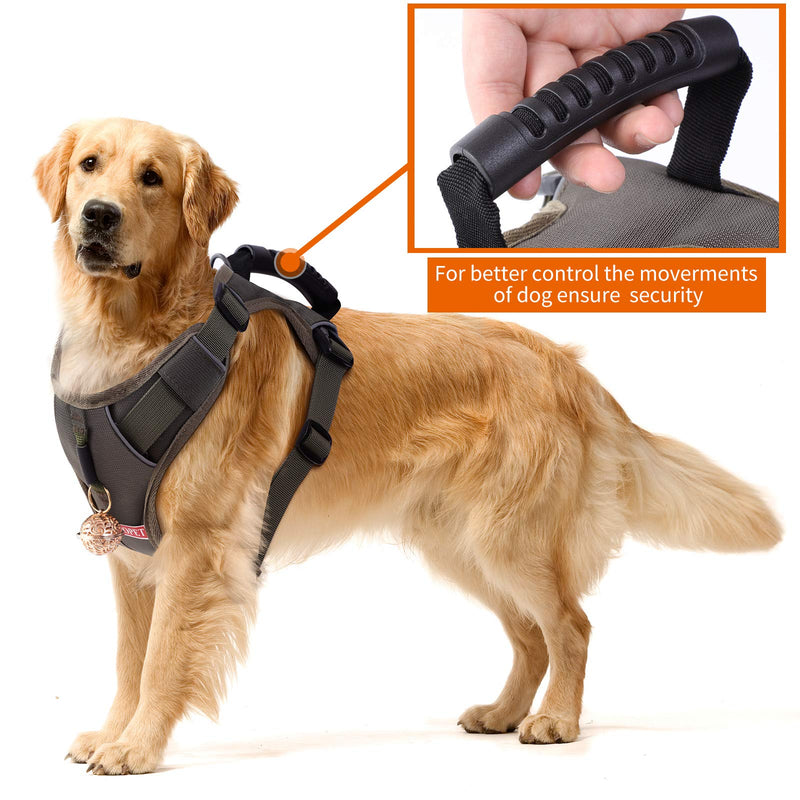 TOMOPET Dog Harness No-Pull Vest Harness with Handle and Leash Easy Walk Adjustable Soft Padded Pet Harness with Metal Bell No-Choke Pet Vest with Easy Control VPC Handle for Dogs (S, Army Green) S - PawsPlanet Australia