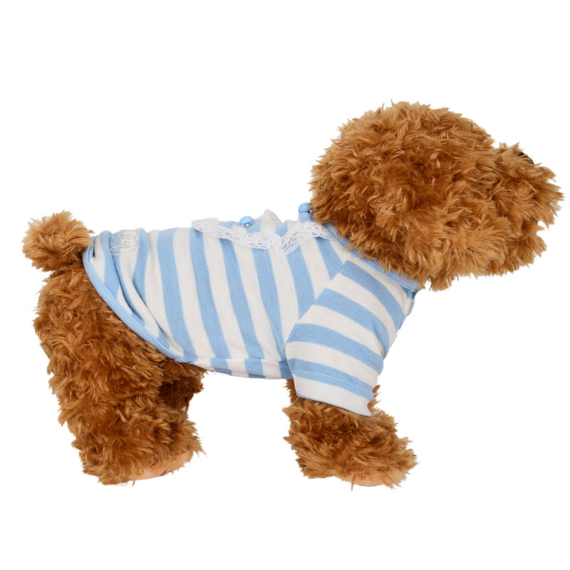 [Australia] - CueCue Pet Cozy Striped Pet Shirt X-Small Blue/White 