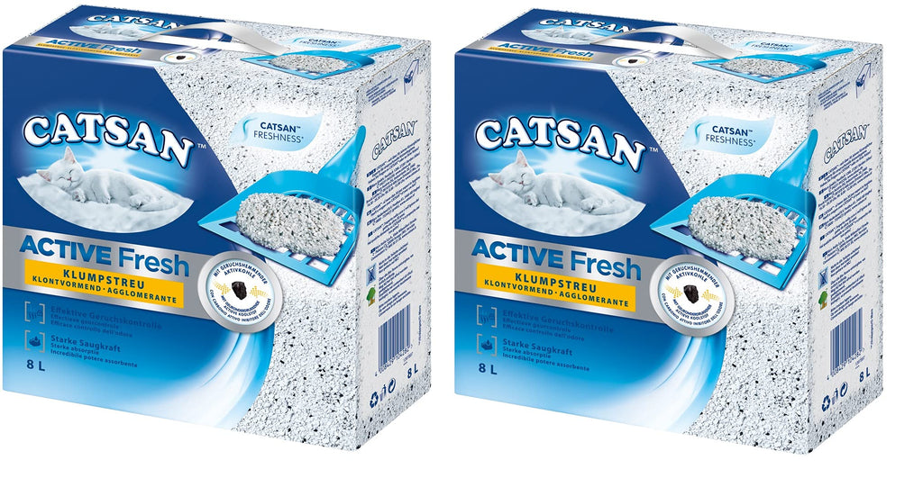 Catsan Active Fresh - cat litter made of natural clay with activated carbon - effective binding of odor and moisture - 1 x 8 liters - PawsPlanet Australia