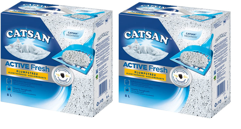 Catsan Active Fresh - cat litter made of natural clay with activated carbon - effective binding of odor and moisture - 1 x 8 liters - PawsPlanet Australia