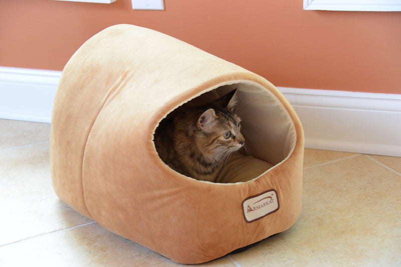 [Australia] - Aeromark International Armarkat Cave Shape Pet Cat Beds for Cats and Small Dogs-Waterproof and Skid-Free Base 18" L X 13" W X 13" H Brown & Ivory 