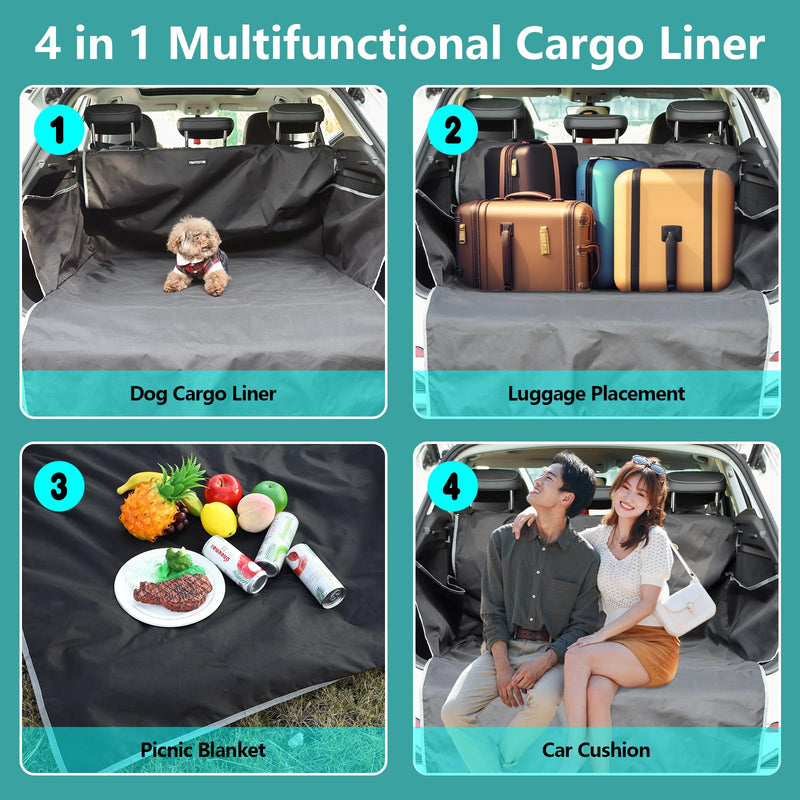 Llamas SUV Cargo Liner for Dogs Waterproof Anti-Slip Prevent Scratch Dog Seat Cover Mat with Bumper Flap Protector Protects Against Dirt & Fur Universal Fit (Black) with Storage Bags - PawsPlanet Australia
