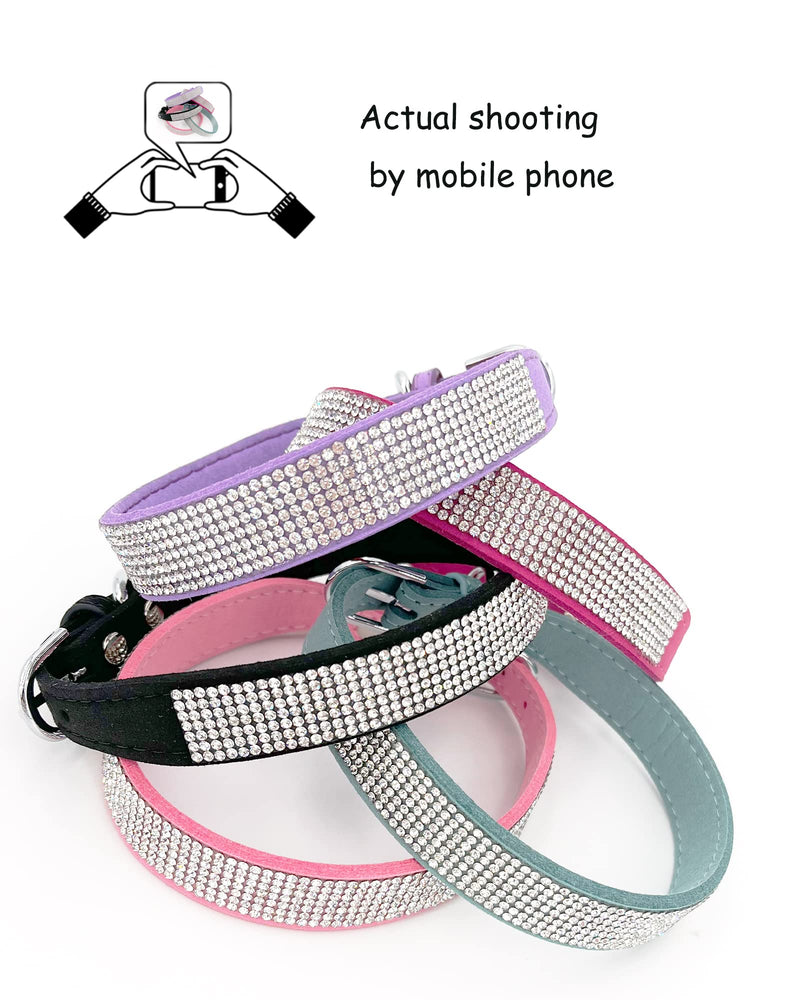 Petank Dog Collar for Small Medium Large Dogs，Small Dog Collar for Female Dogs, Bling Girl Dog Collars, Pink Dog Collar, Rhinestone Puppy Collars (S, Light Blue) S - PawsPlanet Australia