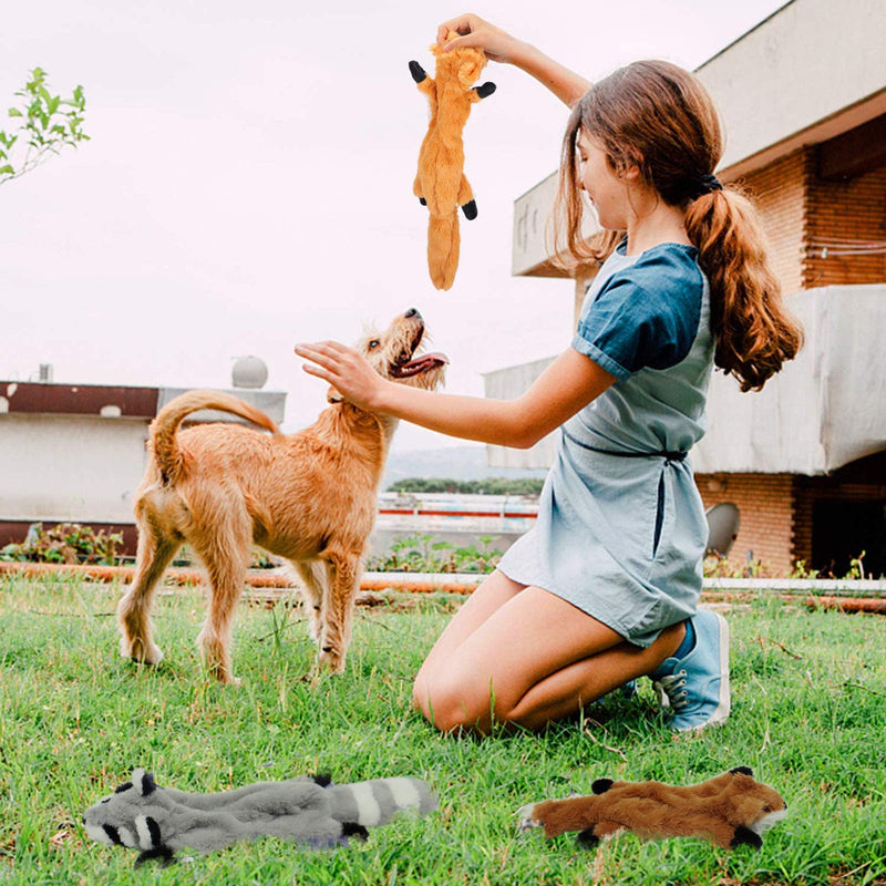 TOKINCEN 2PCS Squeaky Dog Toys Indestructible for Puppy, Squirrel Fox No Stuffing Plush Dog Toys, Interactive Stuffingless Dog Chew Toys with 2 Squeakers Durable Non-Toxic for Small Medium Dogs - PawsPlanet Australia