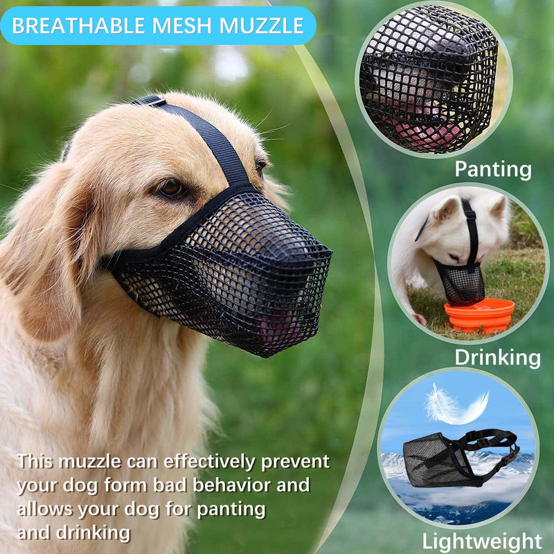 Muzzle for dogs, FWLWTWSS dog muzzle with rounded mesh and adjustable loop, dog muzzle for small, medium and large dogs prevents biting, chewing and barking (L) L - PawsPlanet Australia